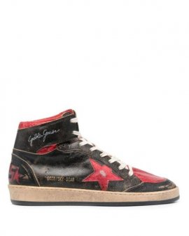 Men's Pink Distressed High-top Sneakers