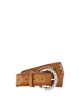 Women's Brown Dallas Studded Suede Belt