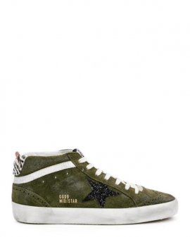 Women's Green Mid Star Distressed Suede Sneakers