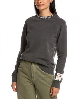 Women's Gray Crystal Embellished Sweatshirt