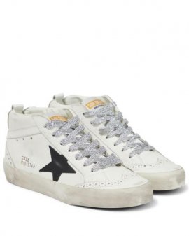Women's White Mid Star Leather Sneakers