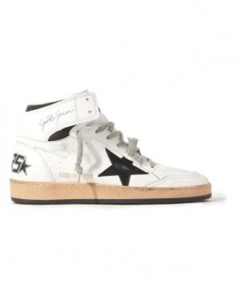 Men's White Sky Star Distressed Leather High-top Sneakers