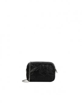 Women's Black Mini Star Bag In Leather With Tone-on-tone Star