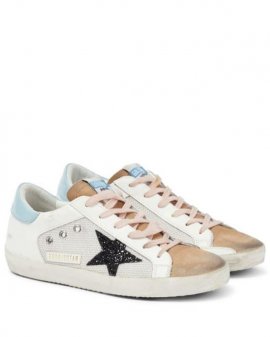 Women's White Superstar Leather And Mesh Sneakers