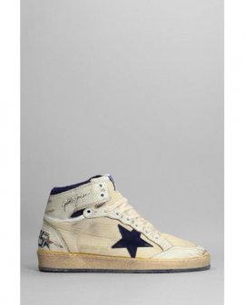 Men's Metallic Sky Star Sneakers In White Leather And Fabric