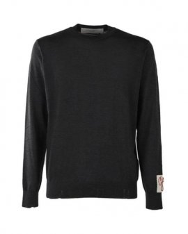 Men's Black Logo Patch Knit Sweater