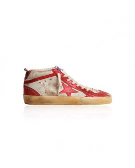 Women's Pink Mid Star Leather Sneakers