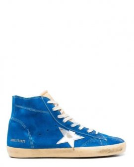 Men's Francy High Top Sneakers In Blue Suede Leather