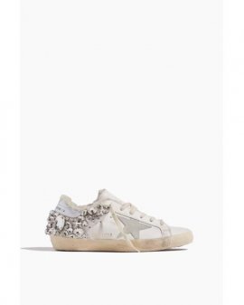 Women's White Superstar Sneaker With Diamond Studs