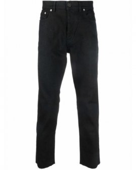 Men's Black Jeans With Star Applique At Back