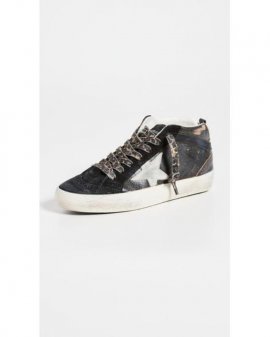 Women's Mid Star Shiny Leather Upper And Spur Suede Sneakers