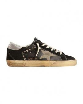 Men's Black Super-star Classic With Eyelets And Spur Banding Sneakers