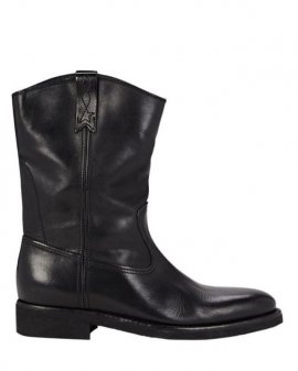 Women's Black Biker Leather Boots