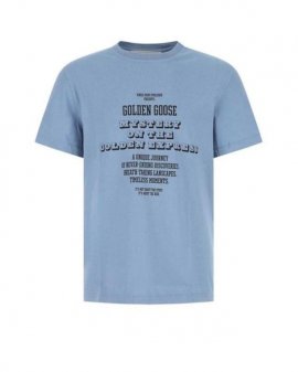 Men's Cotton T-shirt Lightblue Golden Goose Deluxe Bra