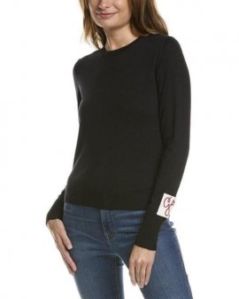 Women's Black Patch Wool Sweater