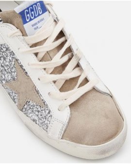 Women's Metallic Superstar Glitter And Leather Sneakers
