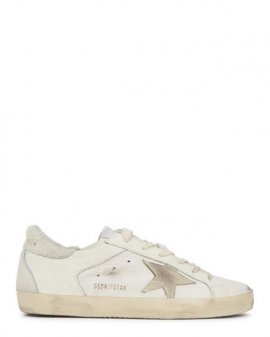 Women's White Superstar Distressed Leather Sneakers