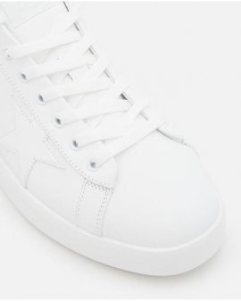 Men's White Pure Star Leather Upper Sneakers