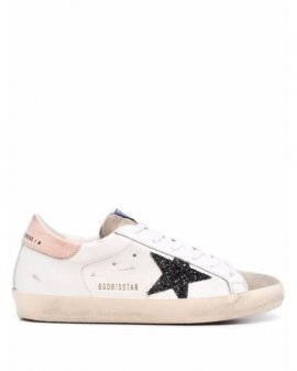 Women's White Star-patch Lace-up Sneakers