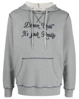 Men's Gray Slogan-print Pullover Hoodie