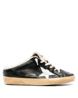 Women's Black Super-star Sabot Leather Sneakers