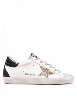 Women's White Star-patch Lace-up Sneakers