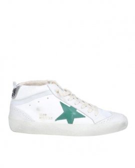 Women's Blue Mid Star Sneakers In White Leather