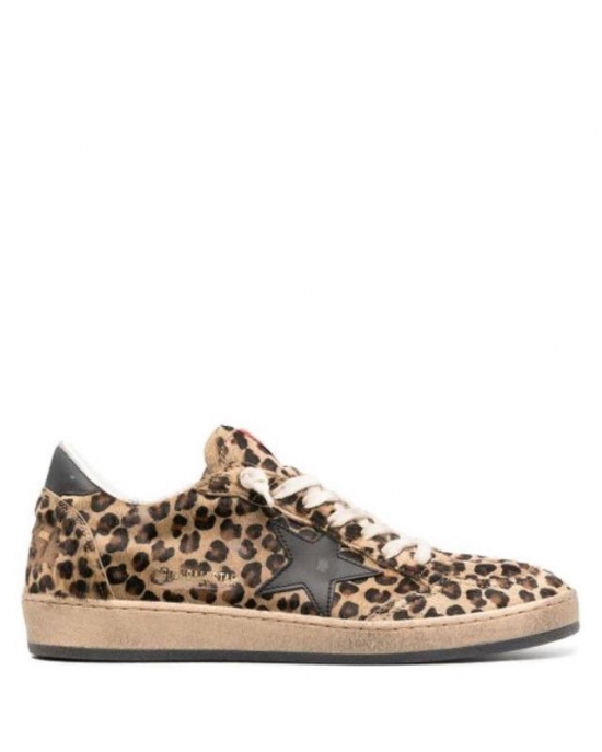 Brown Ball Star Leopard Print Sneakers - Women's - Calf Leather/cotton/rubber