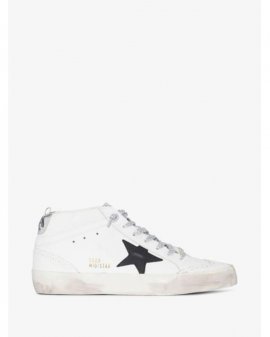 Women's White Mid-star Leather Sneakers