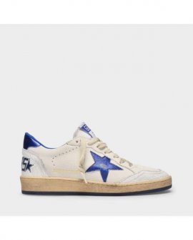 Women's Blue Sneakers Ball Star Aus Blauem Und Wei?em Leder