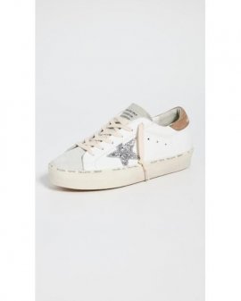 Women's White Hi Star Leather Upper Suede Toe Glitter Sneakers