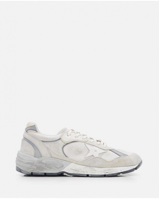 Men's White "running Dad" Net And Suede Sneakers