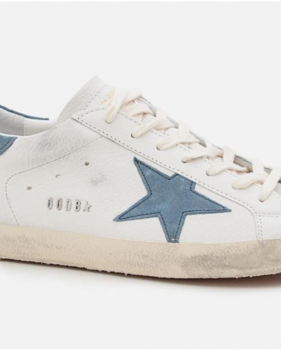Men's Blue Low-top 'super Star' Leather Sneakers