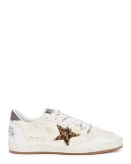 Women's White Ball Star Distressed Paneled Sneakers