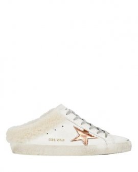 Women's White Superstar Sabot Shearling-lined Sneakers