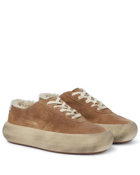Women's Brown Space Star Shearling-lined Sneakers