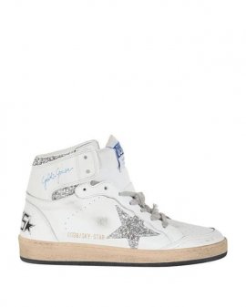Women's White Sky Star Nappa Upper With Serigraph Glitter Star And Ankle