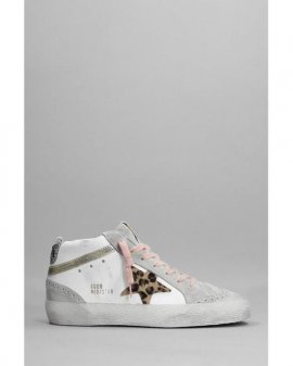 Women's Mid Star Sneakers In White Suede And Leather