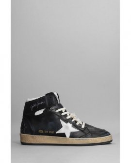 Men's Gray Sky Star Sneakers In Black Leather