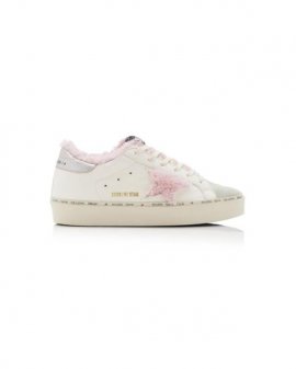 Women's White Hi-star Shearling-lined Leather And Suede Sneakers