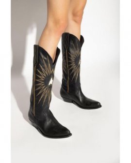 Women's Black 'wish Star' Leather Ankle Boots