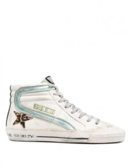 Women's White Slide Sneakers With Animalier Star