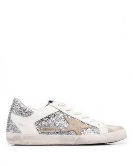 Women's White Glitter-embellished Sneakers