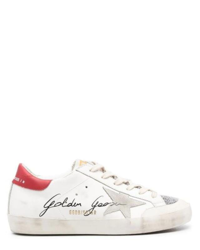 Women's White Super-star Glitter-detail Sneakers