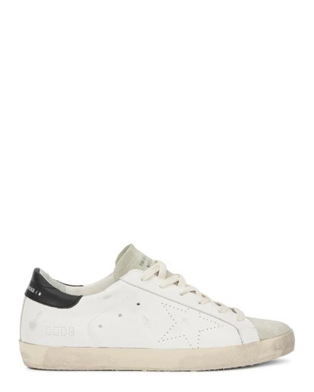 Women's White Superstar Distressed Leather Sneakers