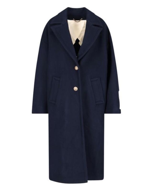Women's Blue 'cocoon' Single-breasted Coat