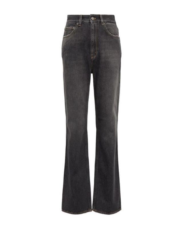 Women's Gray Mid-rise Straight-leg Jeans