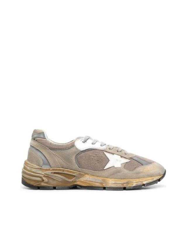 Men's White Running Dad Net And Suede Upper Leather Star