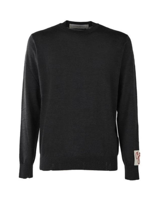 Men's Black Logo Patch Knit Sweater