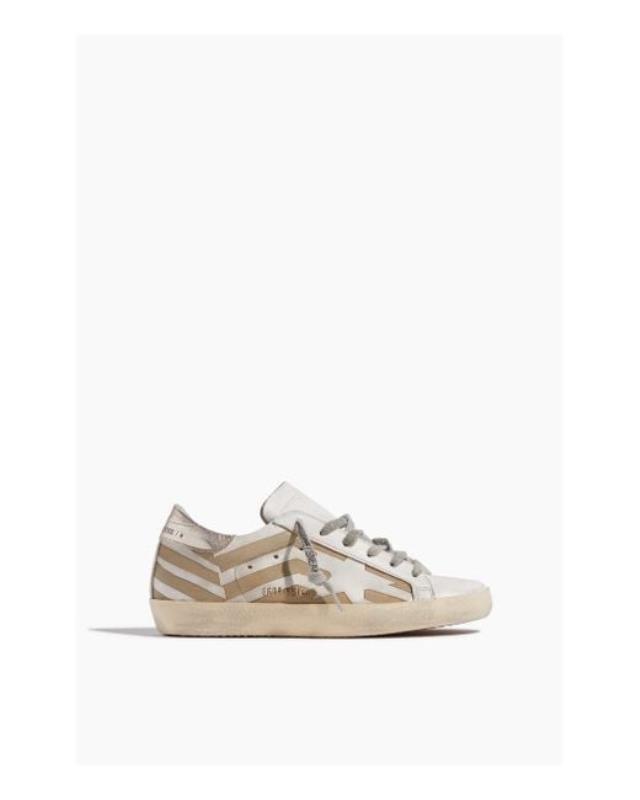 Women's Superstar Sneaker With Lasercut Flag And Star In White/brown/platinum